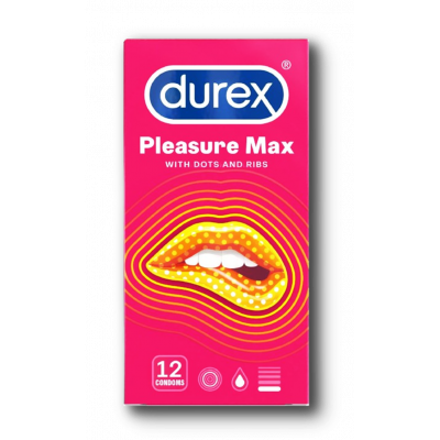 DUREX PLEASURE MAX WITH RIBS & DOTS 12 CONDOMS WITH TINGLING LUBE